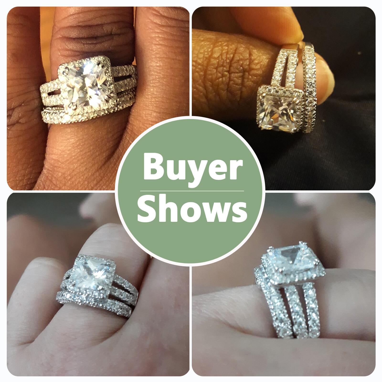Wuziwen Wholesale 925 Silver Engagement Promise Wedding Ring Set Princess Cut CZ