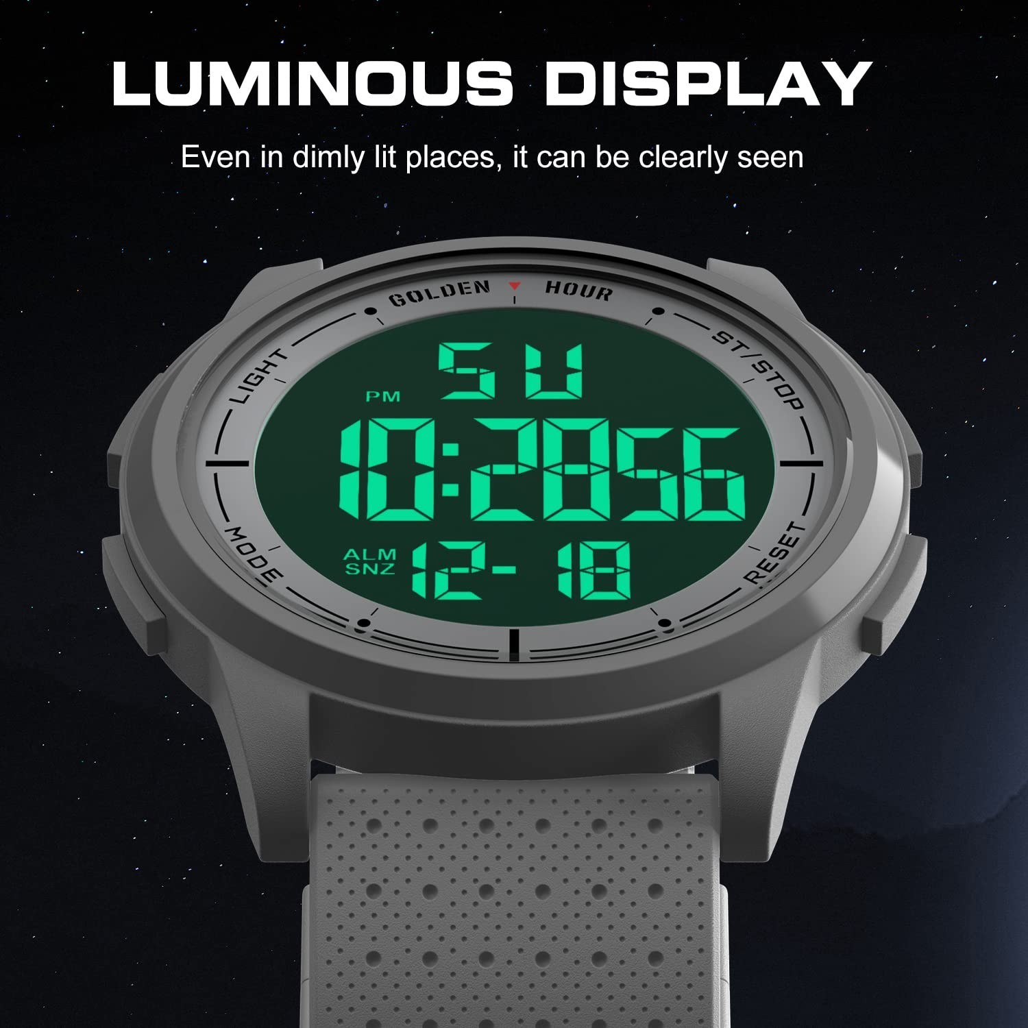 Ultra-Thin Minimalist Waterproof Digital Sports Watch for Men & Women – Rubber S