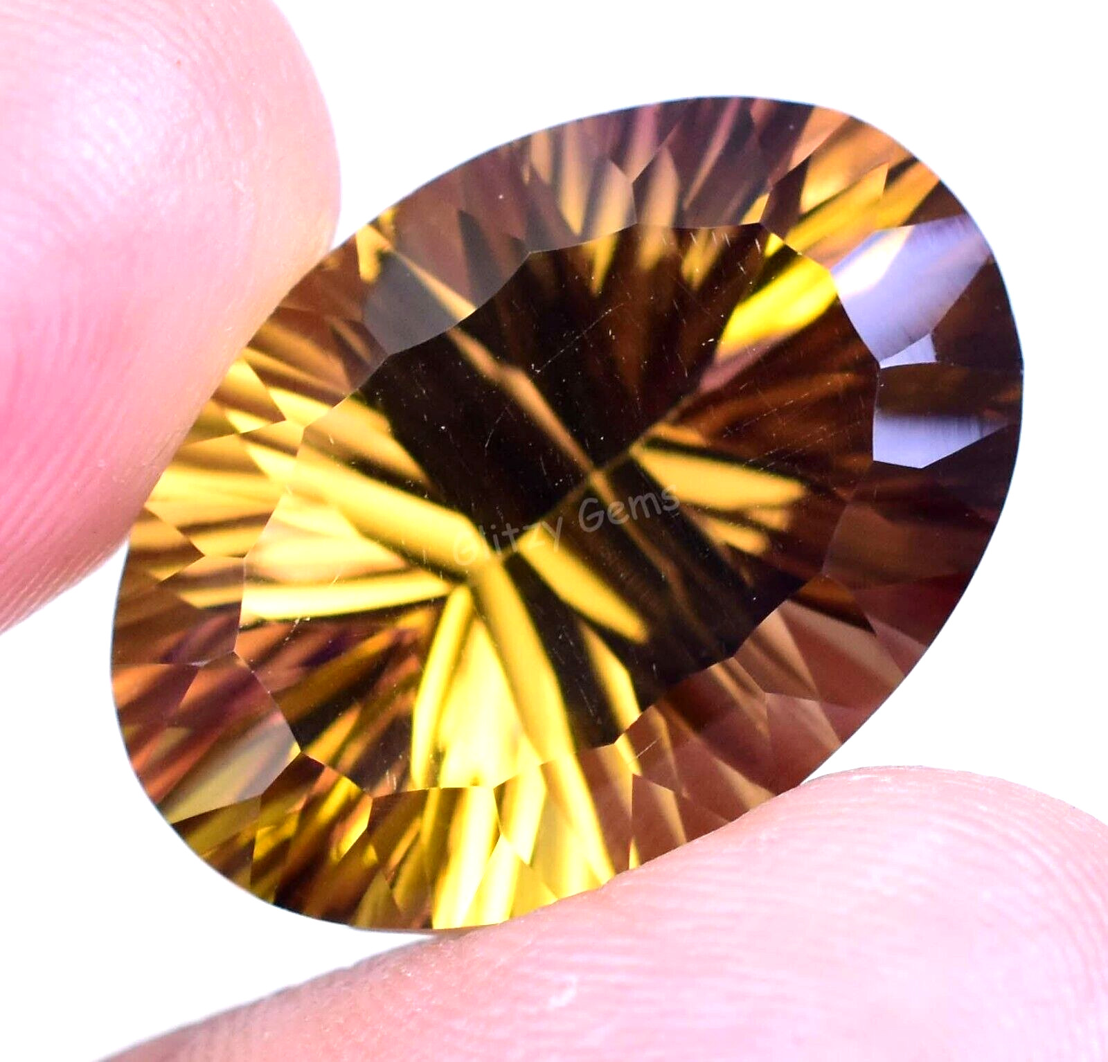 Natural Flawless Bi-Color Ametrine 20.60 Ct Oval Certified Gemstone From Bolivia