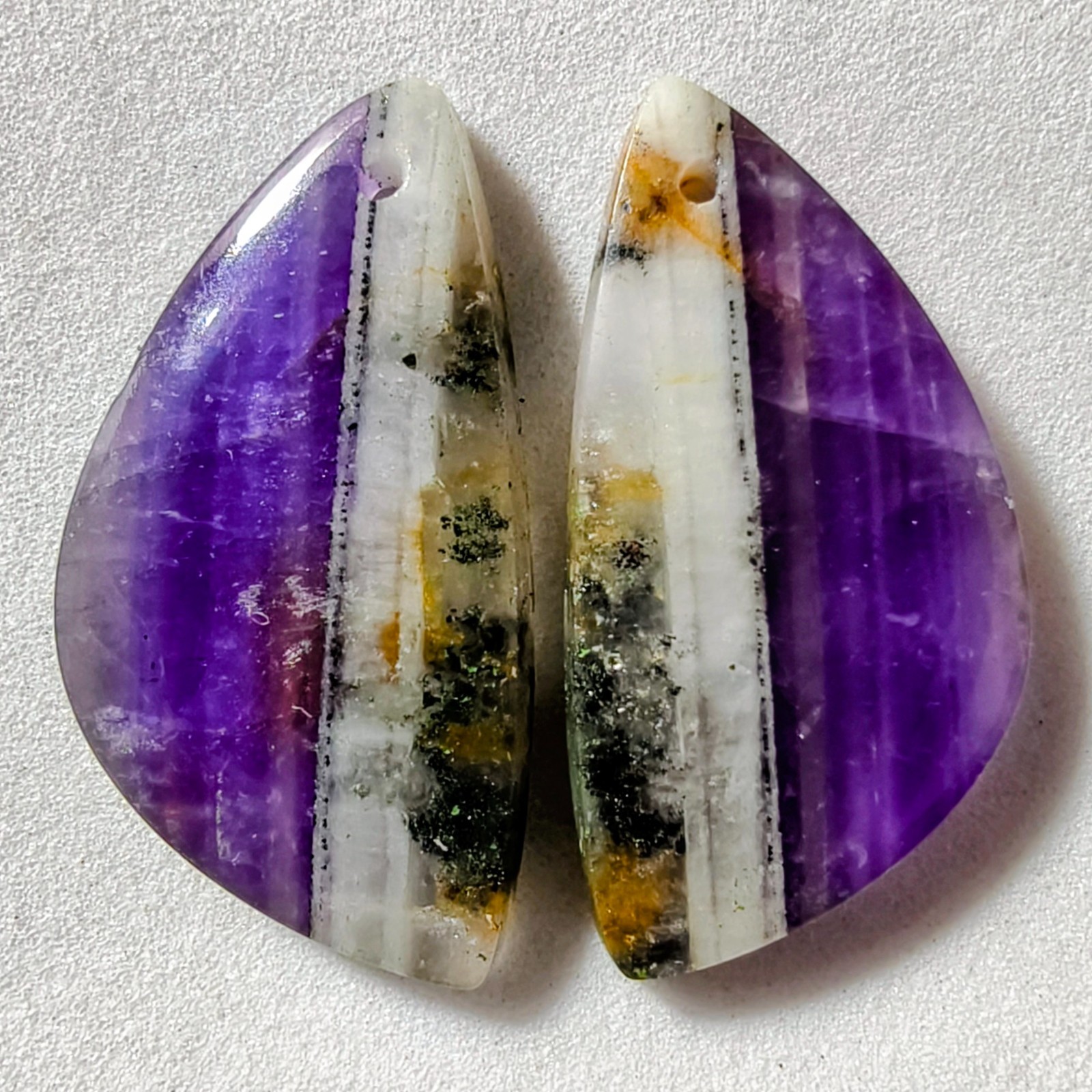 33 Cts Natural Amethyst Drilled Pair Cabochon Gemstone For Earrings 29.5×15.4 MM