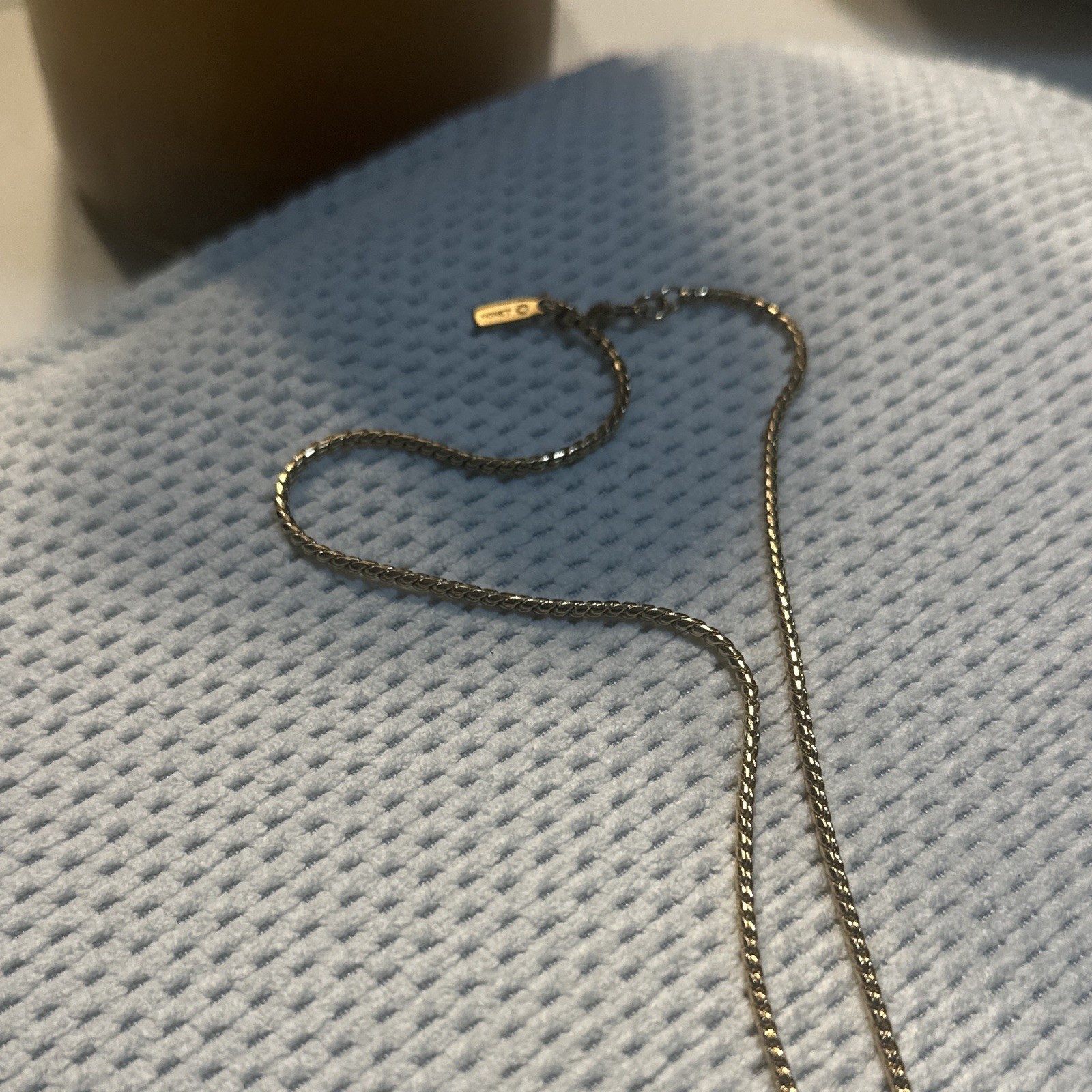 Monet Gold Tone Metal Box Chain Necklace, Tassel Pendant, No Stone, Lobster