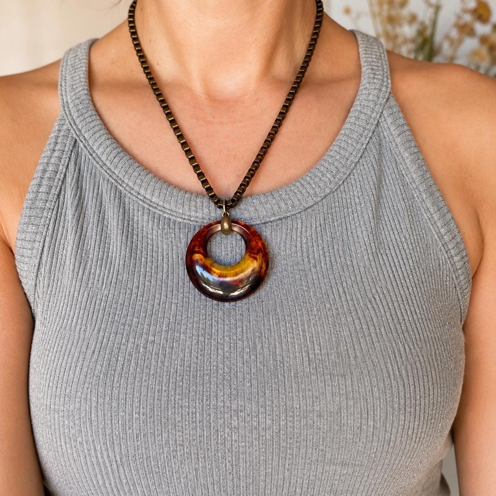 Vintage Lucite Pendant Necklace | Handmade One of a Kind