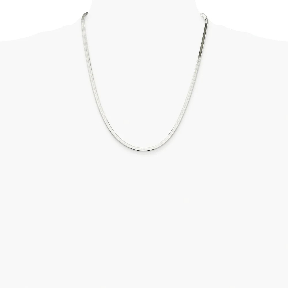 Sterling Silver Rhodium-Plated 3.5mm Magic Herringbone Chain Necklace 16″-24″