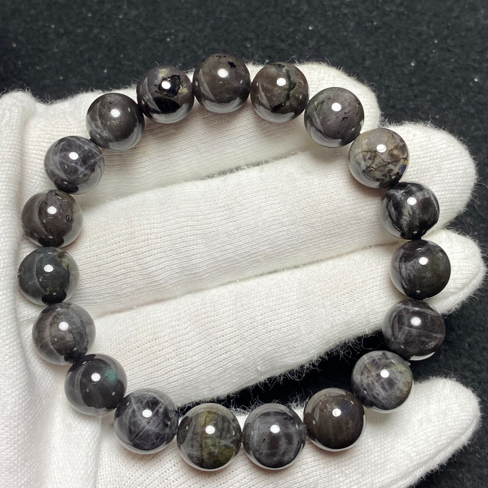 10.6mm Genuine Natural Golden Luck Stone Gemstone Round Beads Bracelet 1549