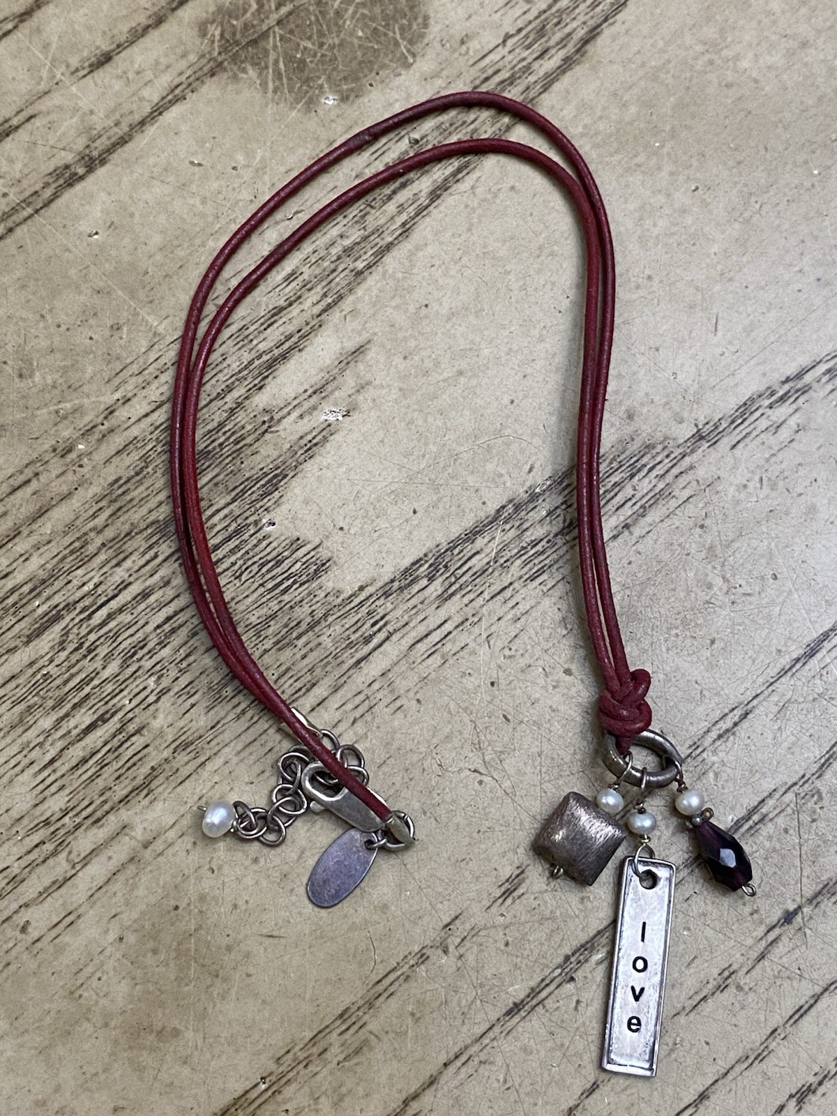 Alexa’s Angels Sterling Silver 925 Designer Signed Red Leather Necklace 16”