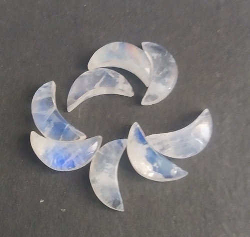 8 Pcs !! 100% Natural Rainbow Moonstone 4×10 mm Moon Shape Loose Gemstone VJ-243