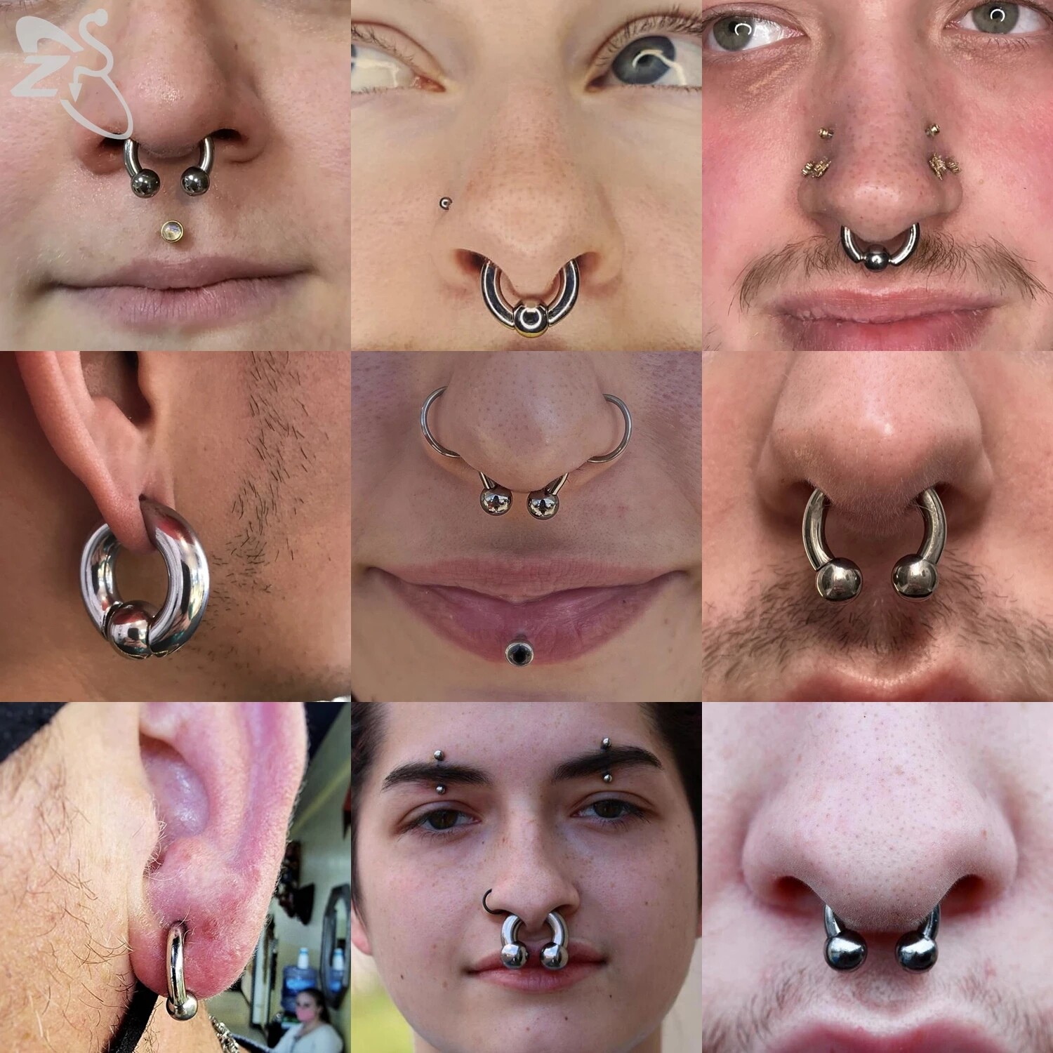 Big Size Internally Threaded Nose Ring Stainelss Steel Captive Bead Ring Jewelry