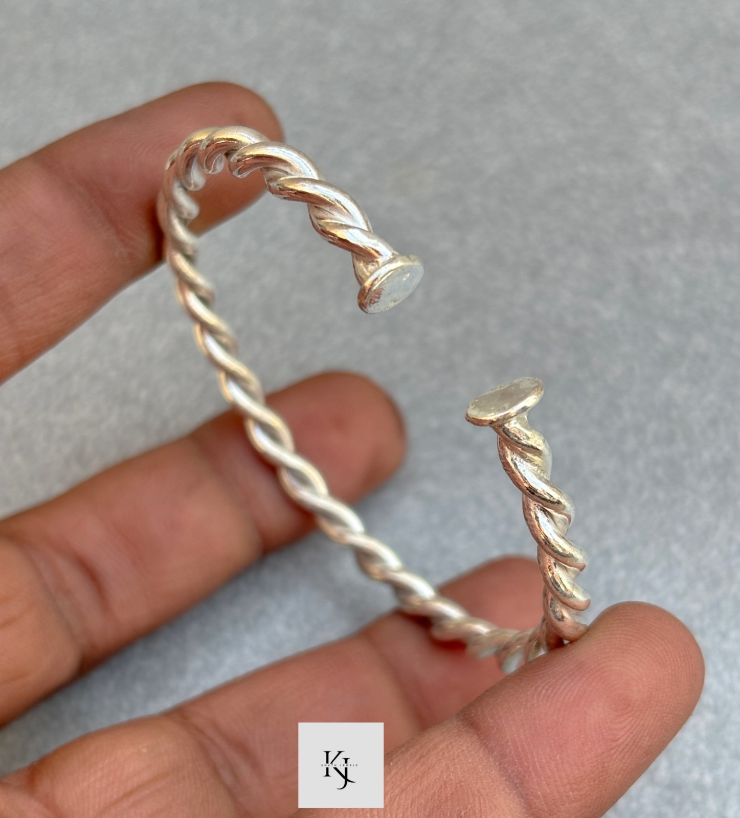 Twisted Open Cuff Handmade Bangle 925 Sterling Silver Statement Chunky Bangle KJ