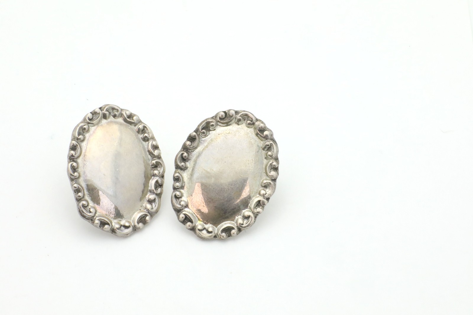 Vintage 1950’s Solid Sterling Silver Large Mexican Stud Earrings-.8”W x 1.2”L