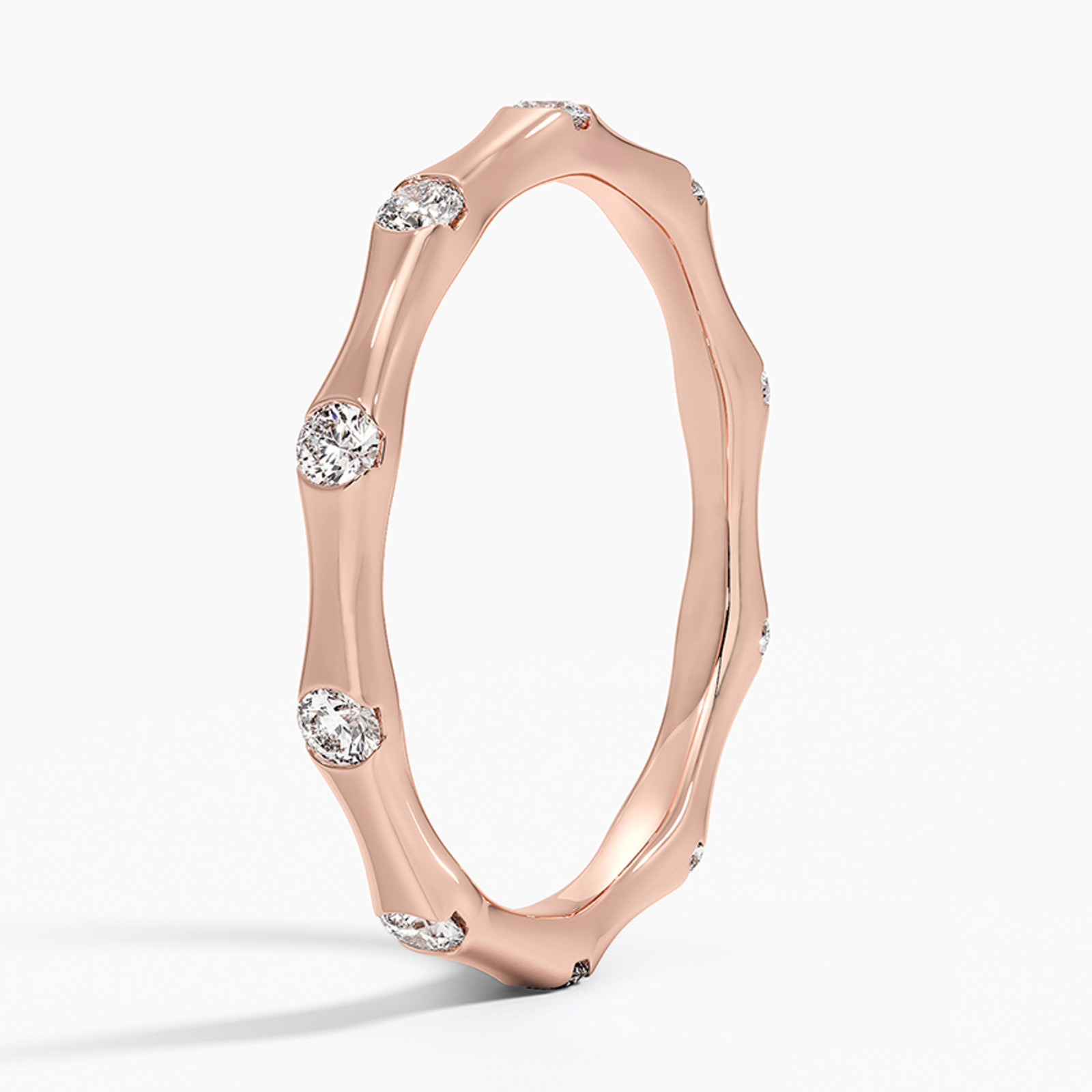 14K Gold Full Eternity Minimalist Bamboo Ring, Thin Gold Nature Inspired Ring