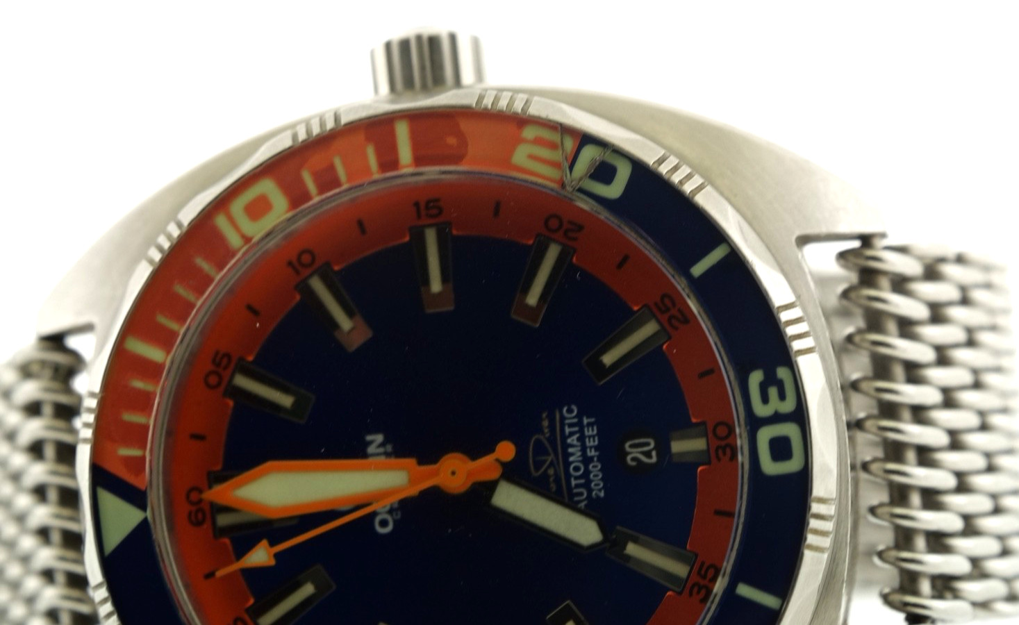 Ocean Crawler Core Diver Blue/Orange 44mm Swiss Automatic 600m Men’s Watch