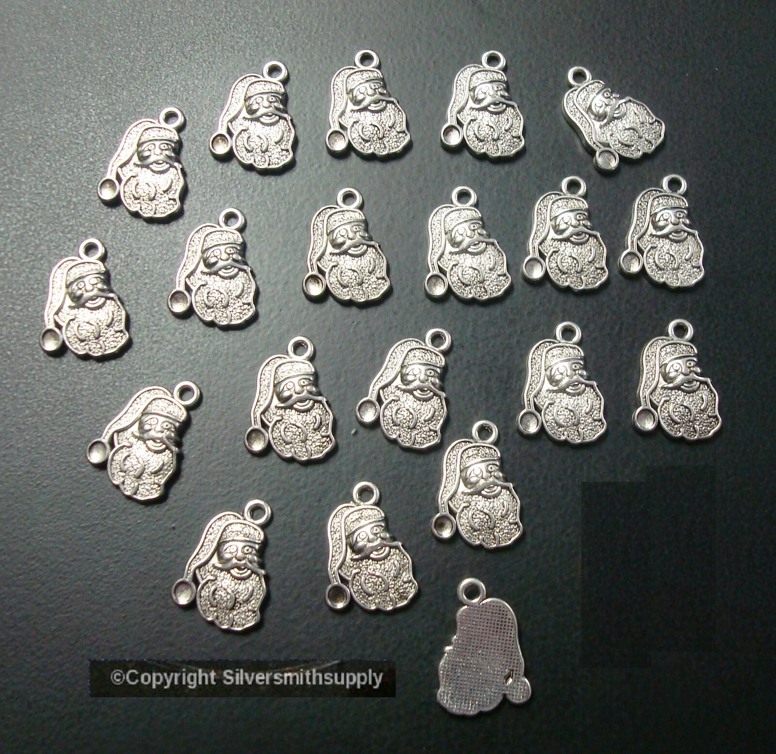 20 Christmas Santa charms 19mm Silver plated zinc earrings findings cfp149