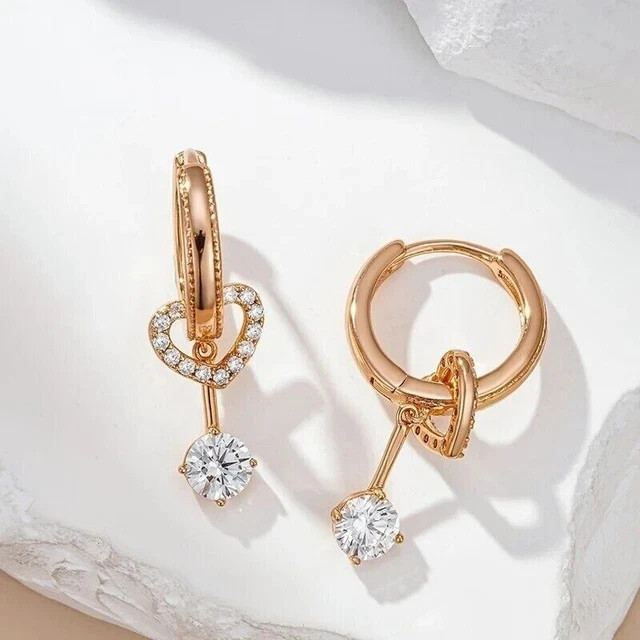 1.50Ct Round Cut Lab Grown Diamond Huggie Hoop Earrings In 14k Rose Gold Plated