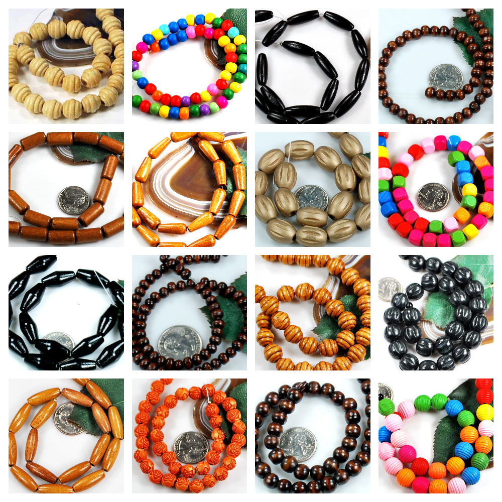 Natural Wood Rice Drop Rondelle Oval Tube Round Barrel Loose Beads 15″ Wholesale