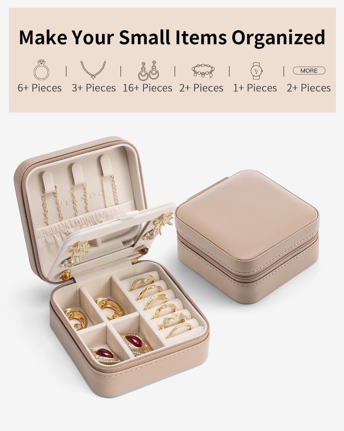 Small Travel Jewelry Box Organizer – Girls Women Gift Rings Earrings Necklace…