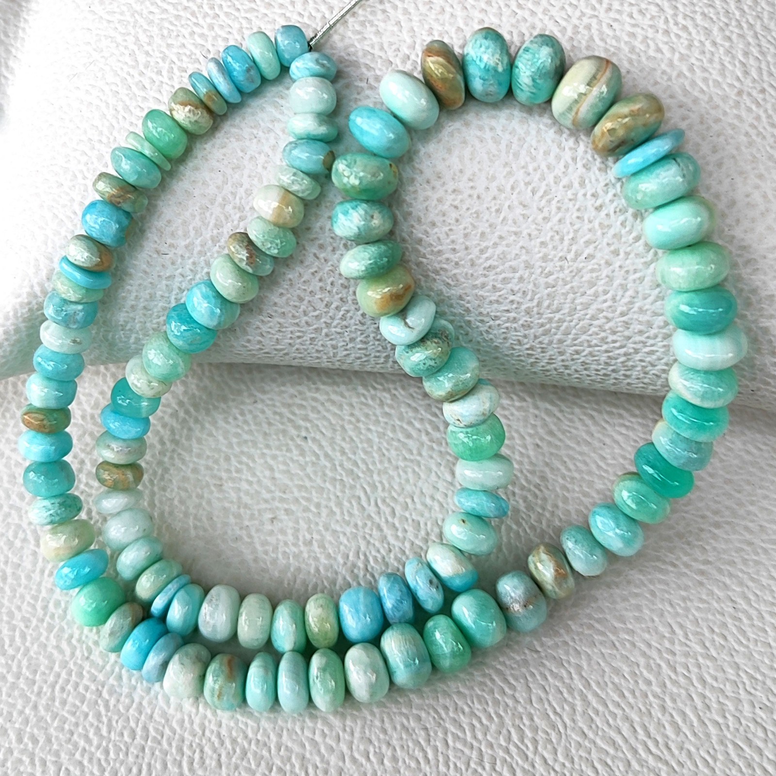 Natural Blue Aragonite Beads 5.5-9mm Smooth Rondelle 17″ Strand Argentina