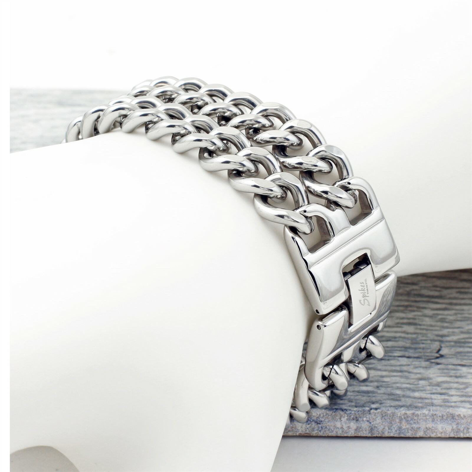 Stainless Steel Men’s Cuban Bracelet 22mm Wide & Heavy Double Link Chain