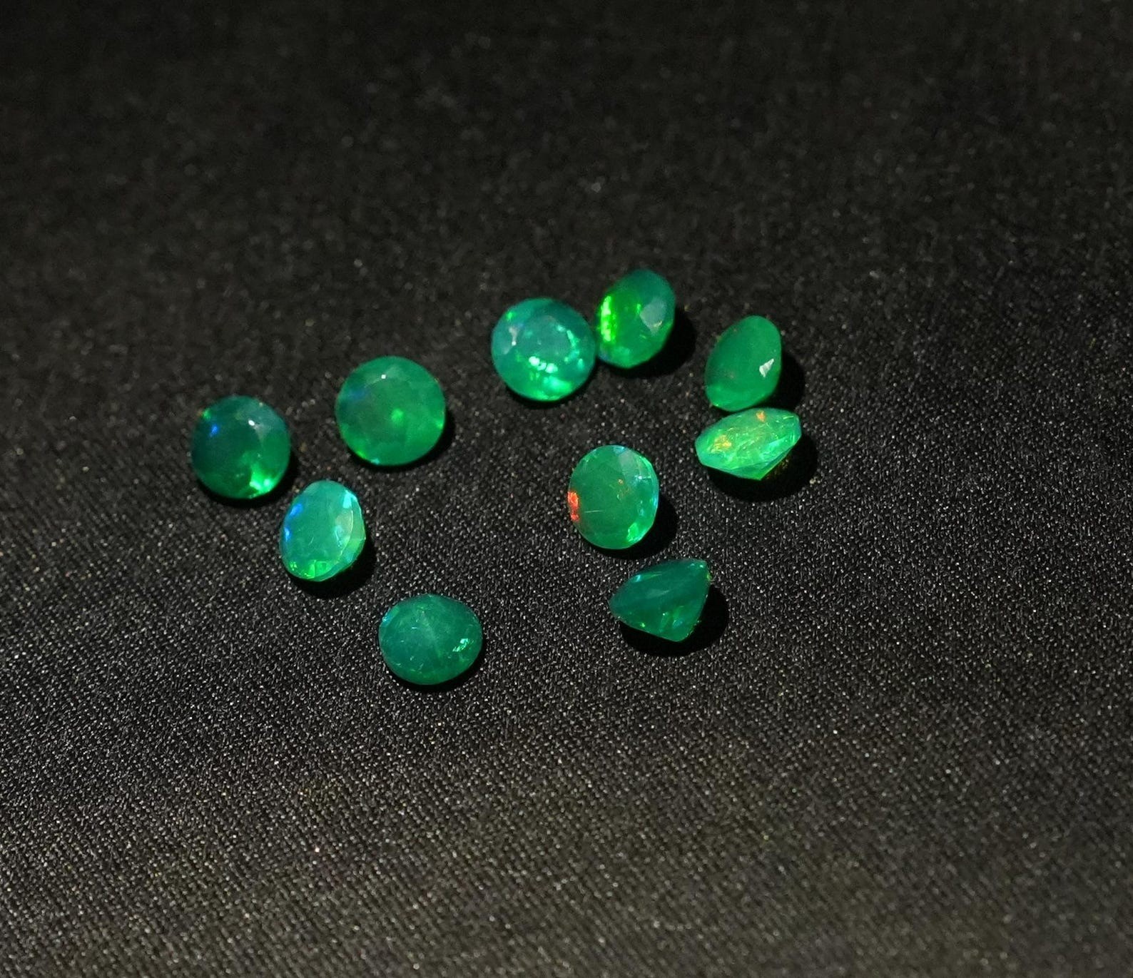 Natural Green Ethopian Opal Round Faceted Cut 3mm To 10mm Loose Gemstone
