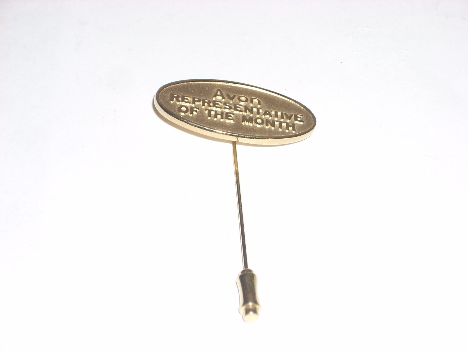 Vintage GoldTone Avon Representative of the Month 2 1/4″ Stick Hat Pin