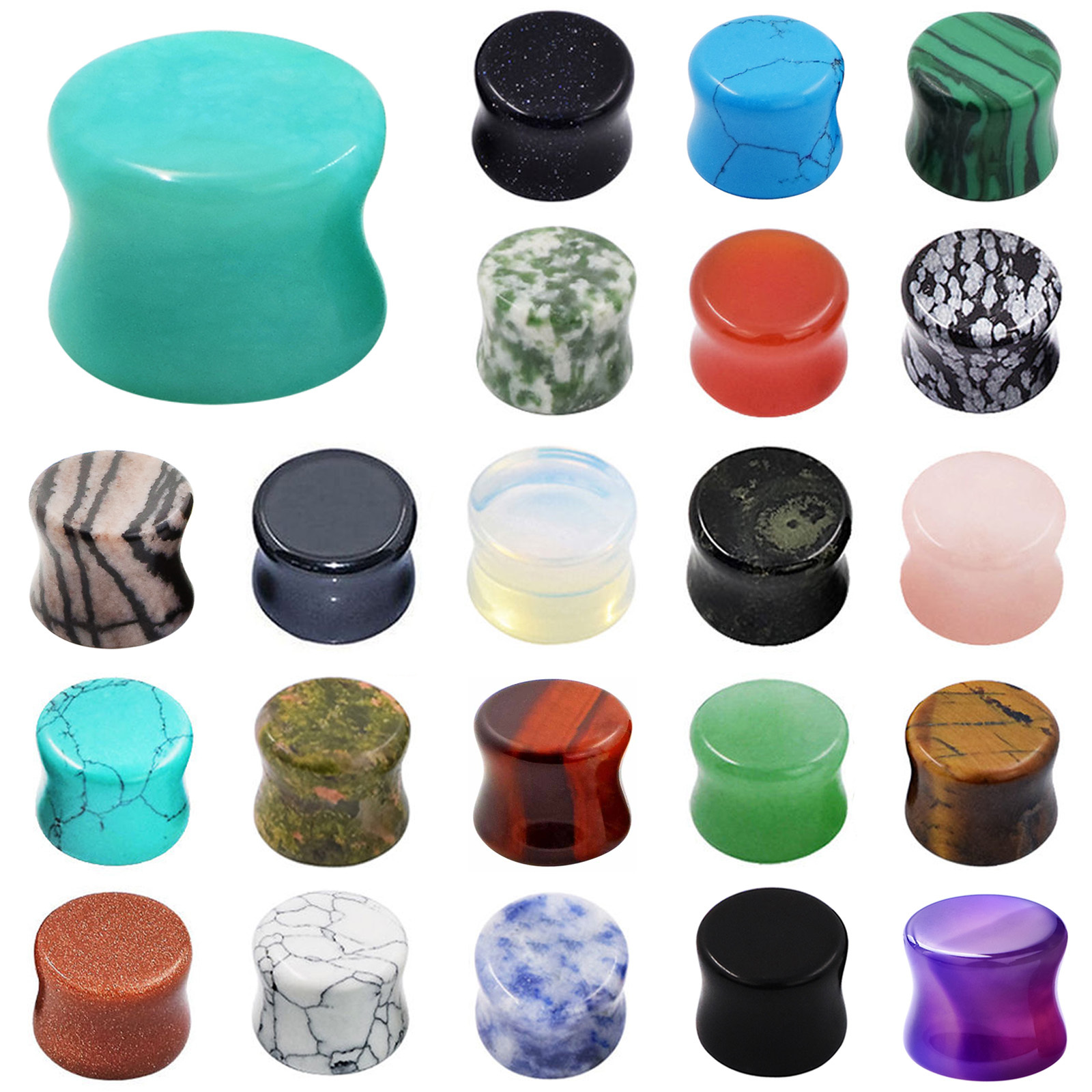 Wholesale Lot 20x Stone/Acrylic/Stainless Steel/Wood Ear Plugs Tunnels Ear Gauge