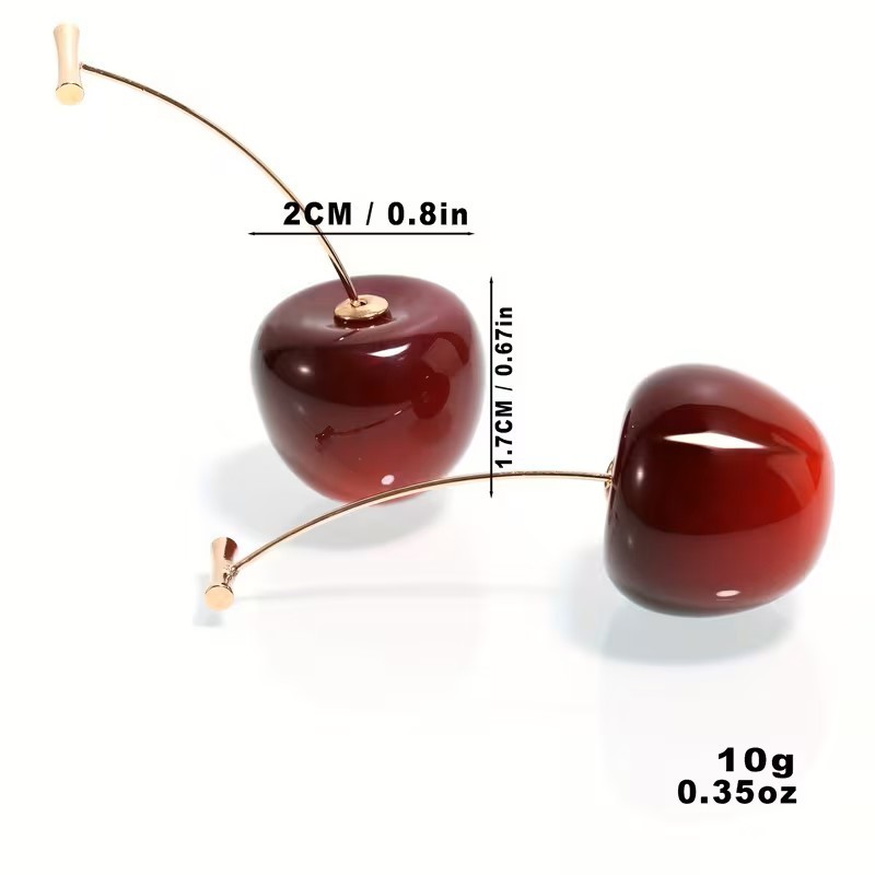 Sweet Red Cherry Dangle Earrings Cute Fruit Drop Statement Fashion Jewelry