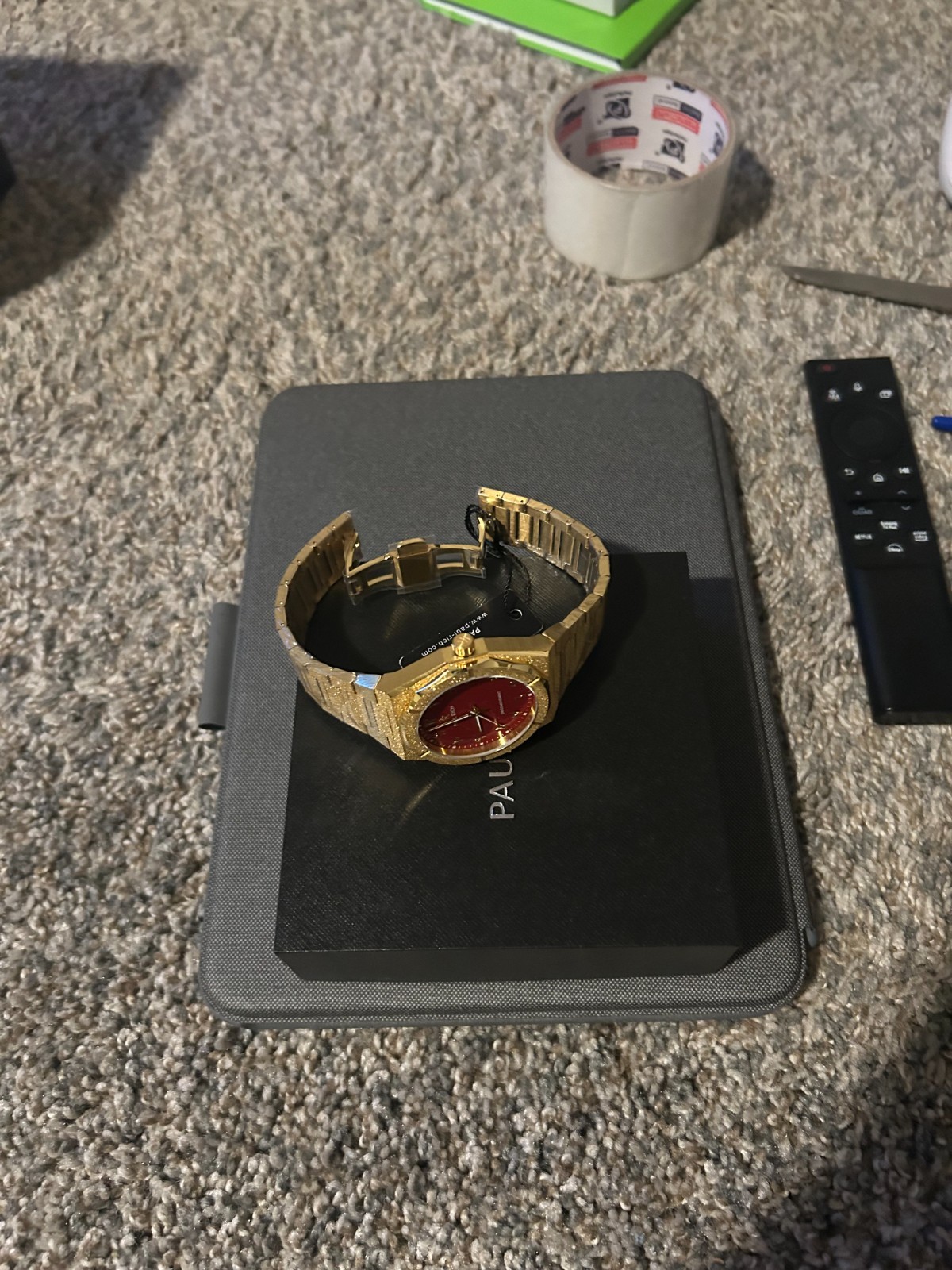 Paul Rich 43mm Frosted Gold, Red Arabic Dial, Brand New w/ B&P