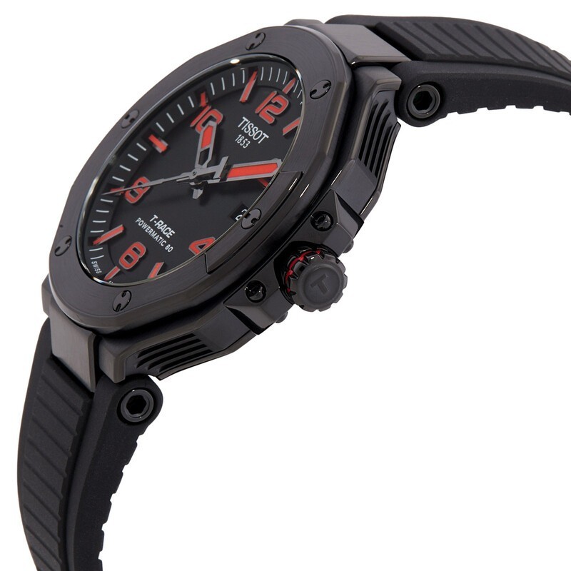 Tissot Mens T-Race Powermatic 80 Automatic Black Dial Watch – T1418073705700 NEW