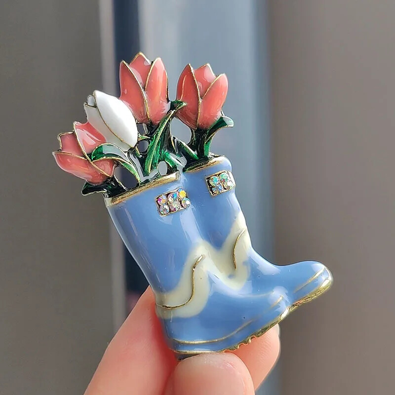 Fashion Tulip Boot Brooch Vintage Flower Shoes Accessory Jewelry