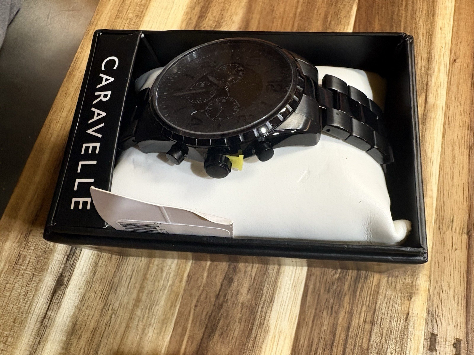 Caravelle Men’s Quartz Chronograph 12-Hour Black Dial SS Bracelet 44mm w/ Box