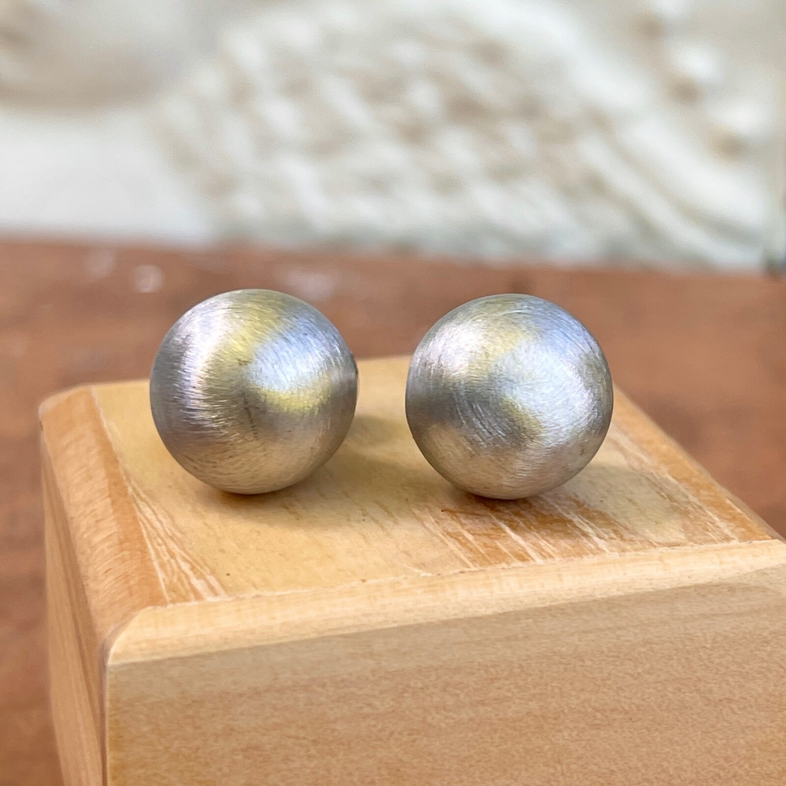 Brushed Sterling Silver Matte Finish + CZ Ball Double-Ended Ball Post Earrings