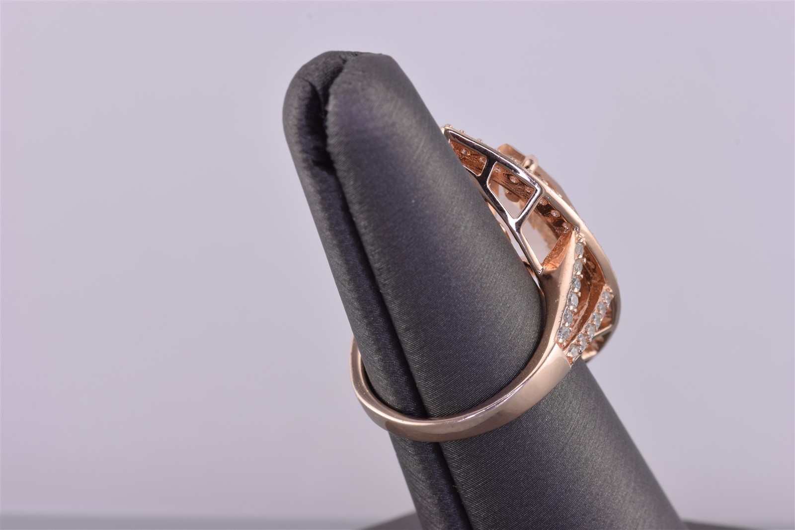 Fuzion FZN Rose Sterling Silver Peach & White Cubic Zirconia Band Ring 925 Sz: 7