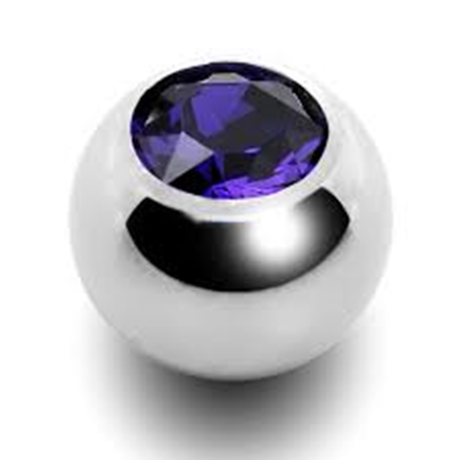 Replacement Balls (2) for 16 Gauge Purple 3mm Gem External Balls Steel