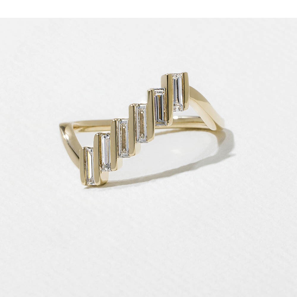 Baguette Diamond Valentines Ring GLI 0.40 Carat Lab Grown 18K Yellow Gold