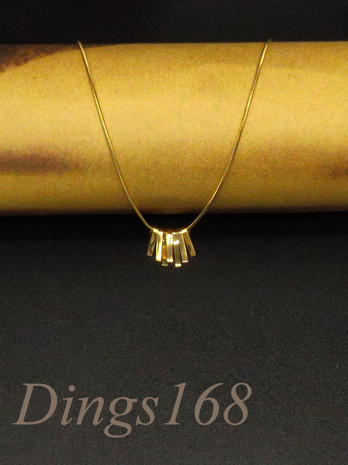 Genuine 18K Yellow Gold Filled 15x13mm 7-Bar Pendant 16+2inch Snake Necklace