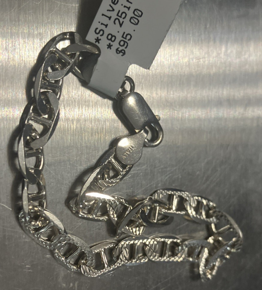 925 Italy Sterling Silver Mariner Link Solid Bracelet 8.25grams 8.2” 6.2mm NWT