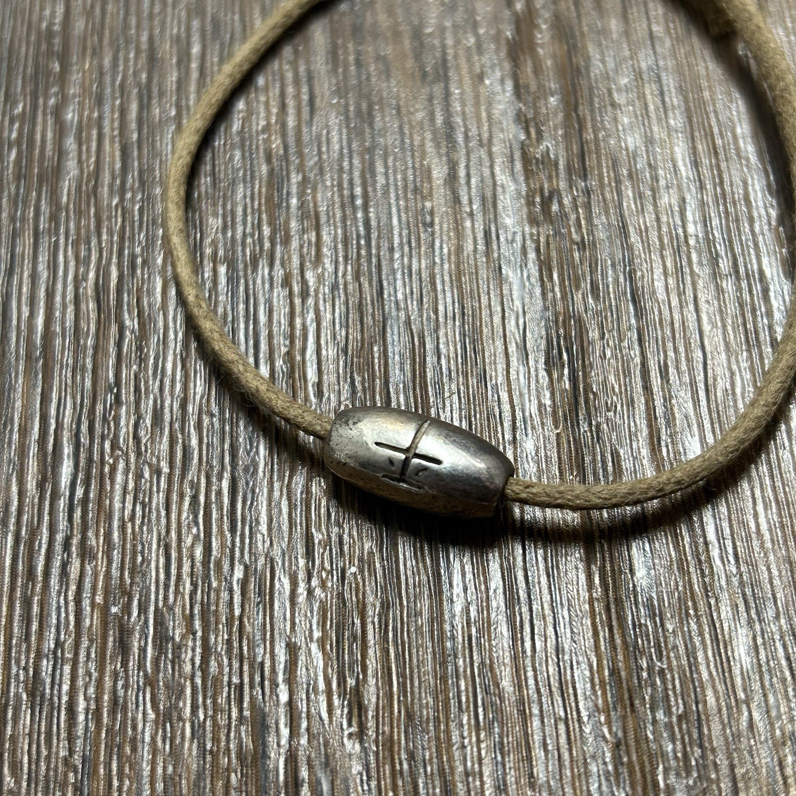 Me & Ro Sterling Silver ‘Peace’ Kanji Bracelet on Natural Cord – 8in