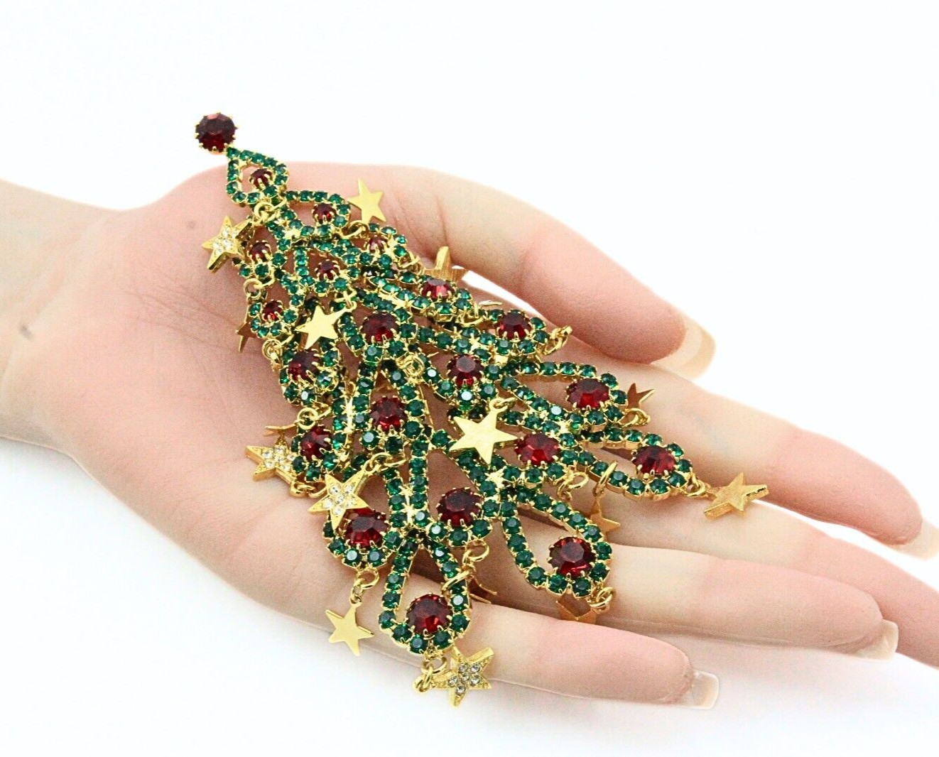 Kirks Folly LTD 244/300 Christmas Tree Red Green Gold Dangle Large Brooch