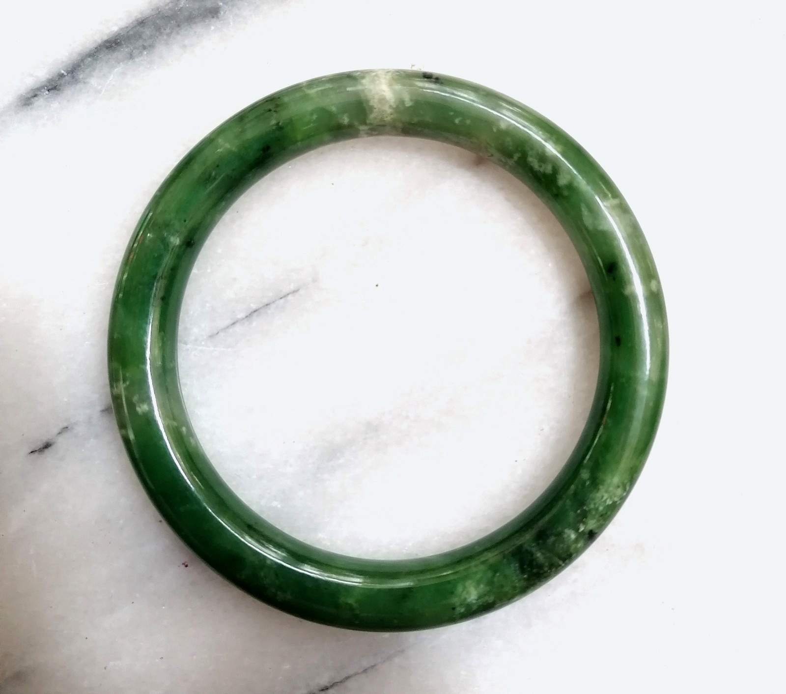 BEAUTIFUL ANTIQUE AUTHENTIC GREEN JADE RING BRACELET, CHINA, 1900.