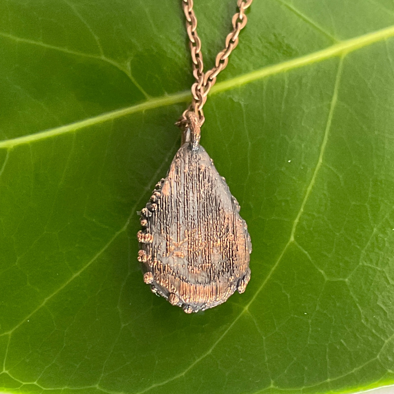 Necklace Copper Pendant Gold Sandstone Gem Stone Handmade Jewelry Chain Metal
