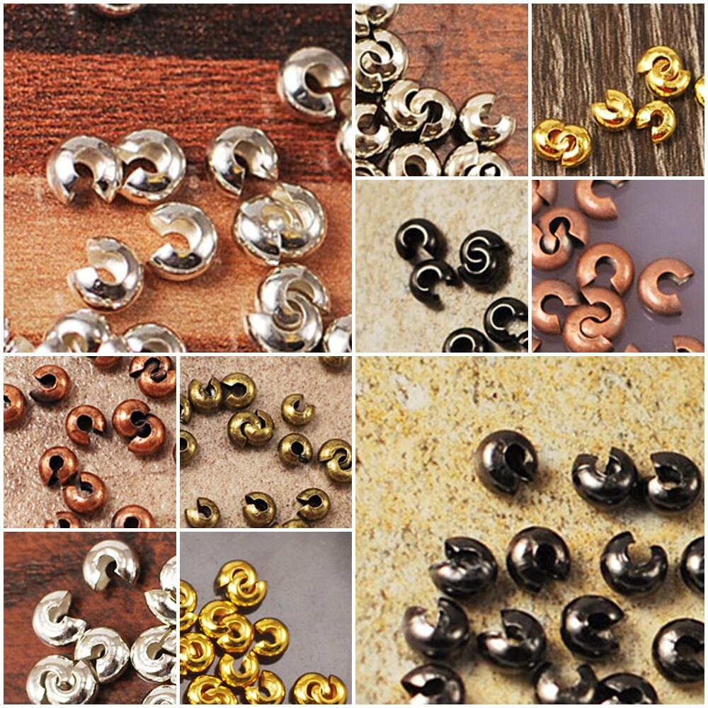 Crimp Cover Beads Knot Silver Gold Brass Copper Gunmetal 3mm 4mm 5mm 22-66pcs