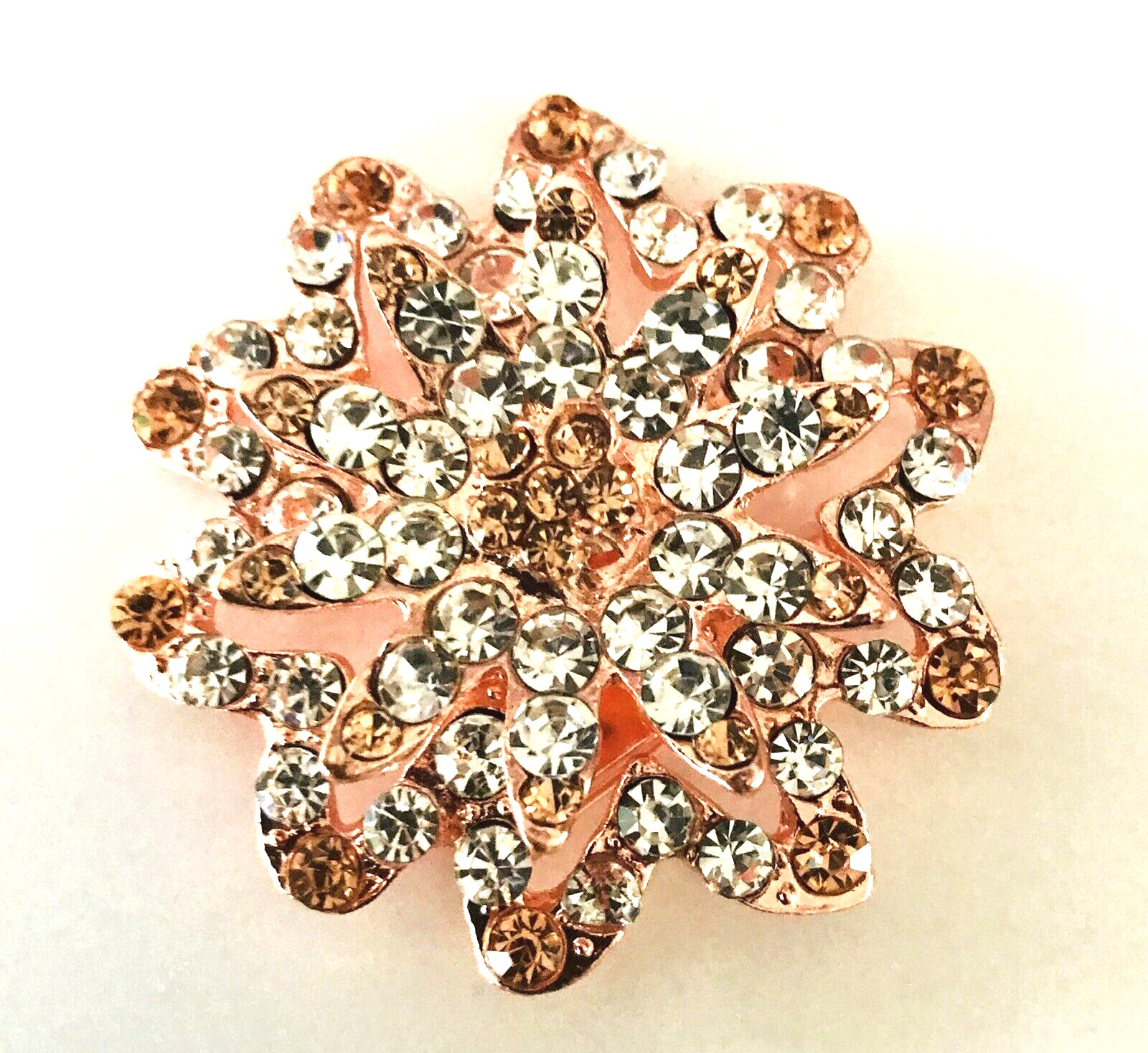 Large ROSE GOLD COLOURED Brooch Broach Pin Wedding SUGARCRAFT COSTUME JEWELERY