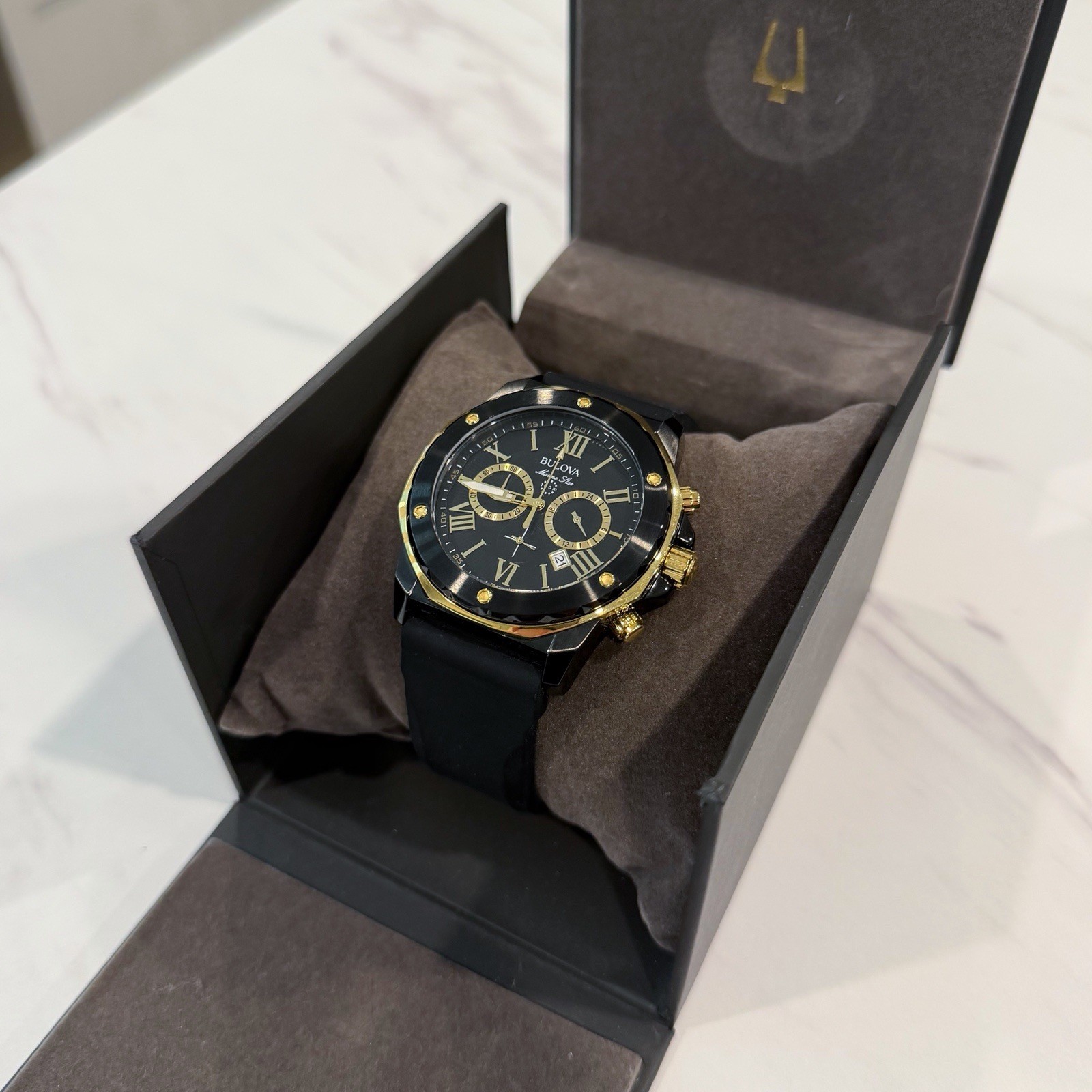 Bulova MarineStar Black Chronograph Dial Watch for Men – 98B278