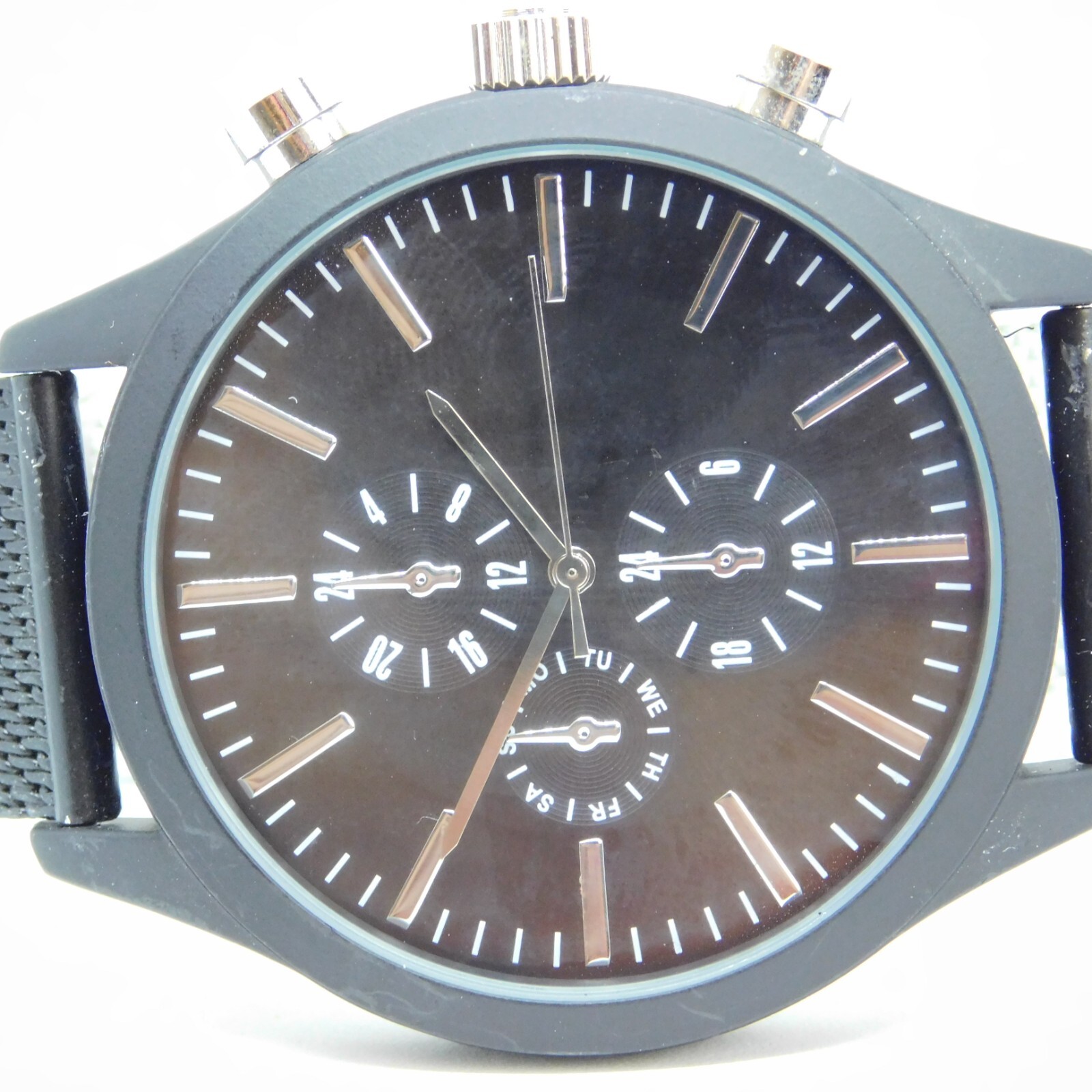 Accutime Watch Corp. 4001MWM Black Tone Quartz Analog Men’s Watch New Battery