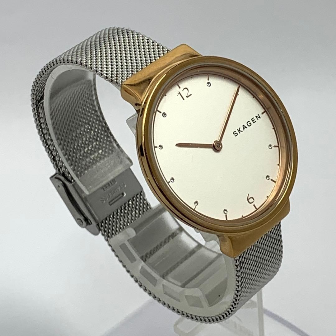Skagen SKW2616 Quartz Womens Watch White Dial Gold Case New Battery Working