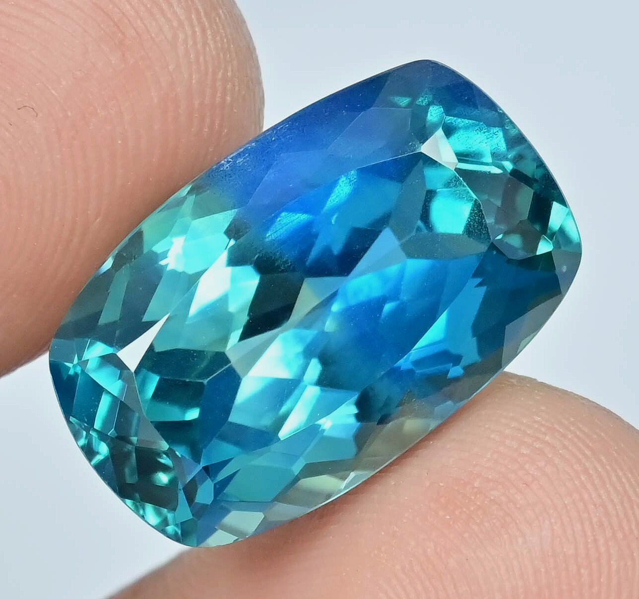 26.75 Ct Natural Bi-Color Paraiba Tourmaline Certified Cushion Loose Gemstone