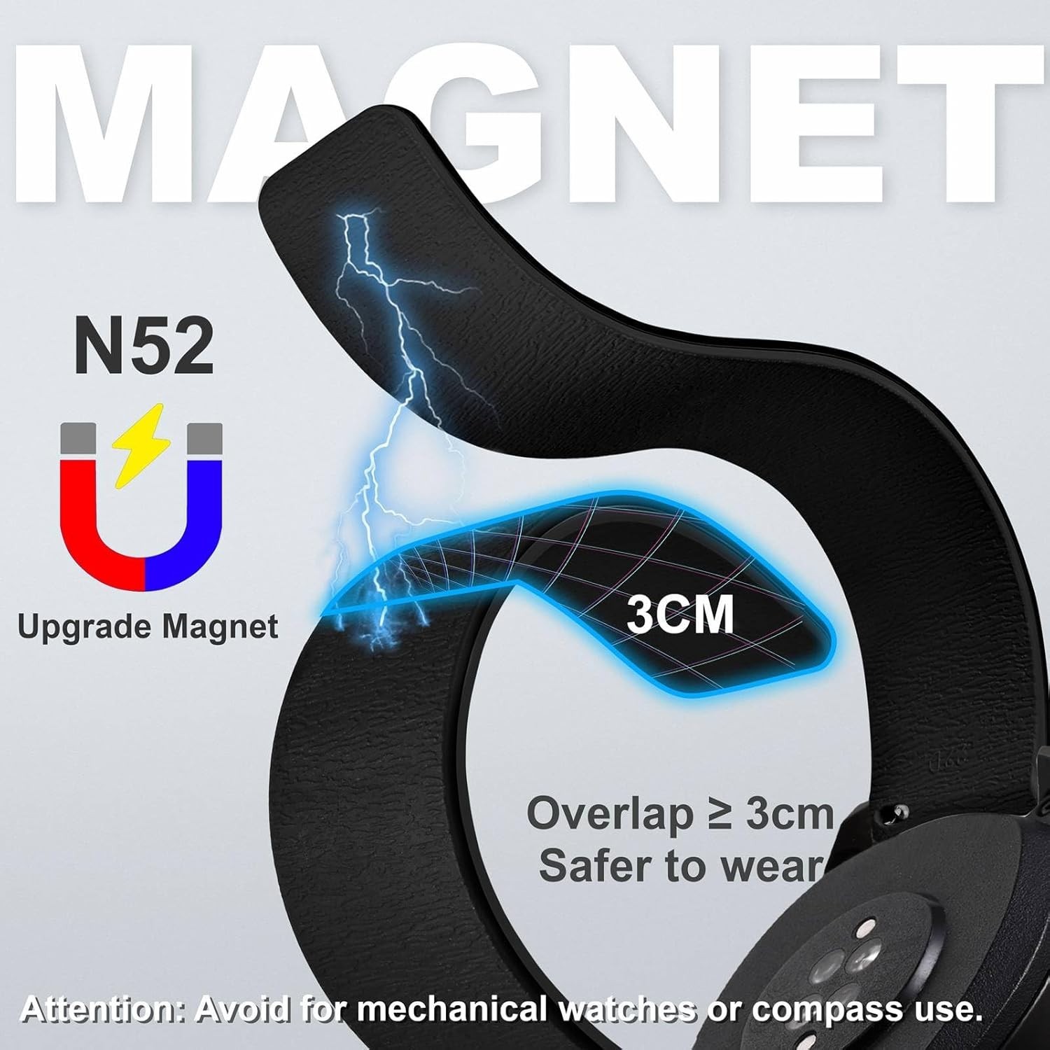 Easy Fit Magnetic Silicone Watch Band with Wood Texture 20mm 22mm