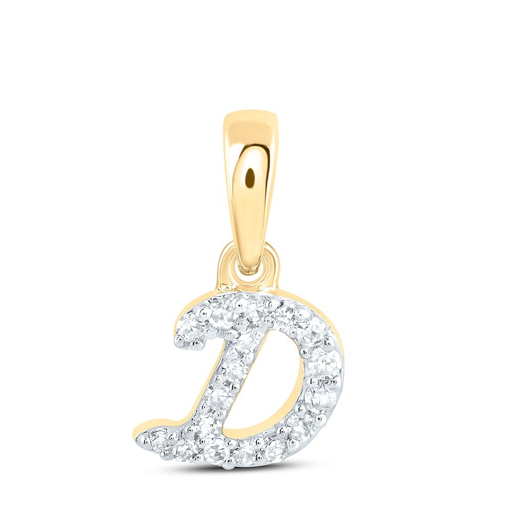 1/20CTW Natural Diamond 10k Yellow Gold Initial “D” Letter Charm 0.27g Pendant