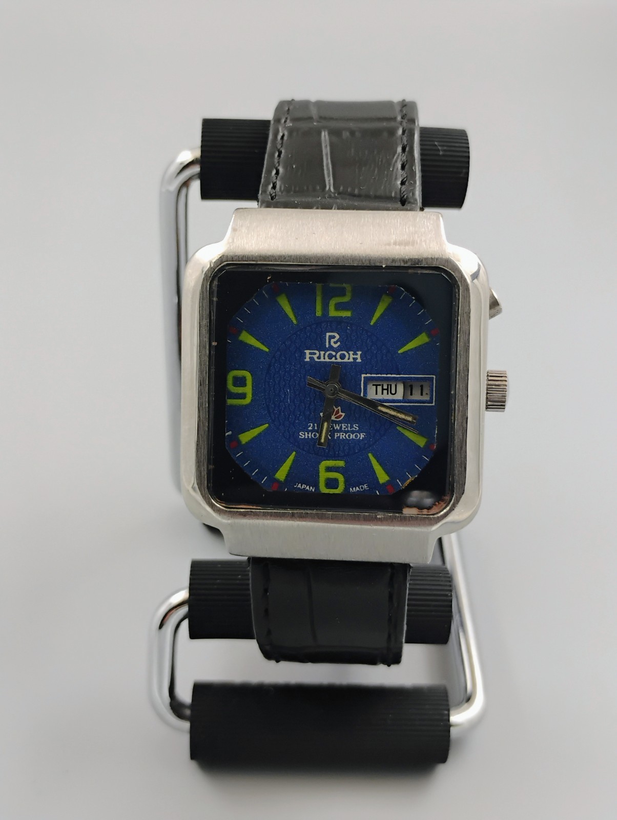 Vintage RICOH AUTOMATIC Blue TV DIAL 21J MEN’S WATCH Running