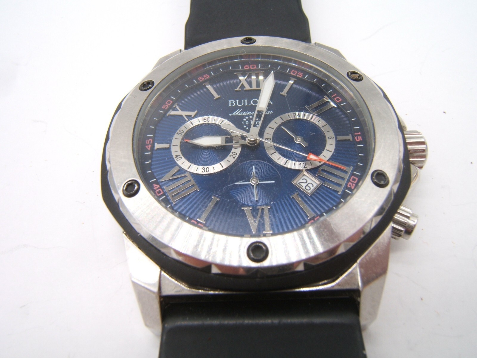 BULOVA MARINE STAR DIVERS WRIST WATCH 98B258 EXC COND WORKING NEW BATTERY