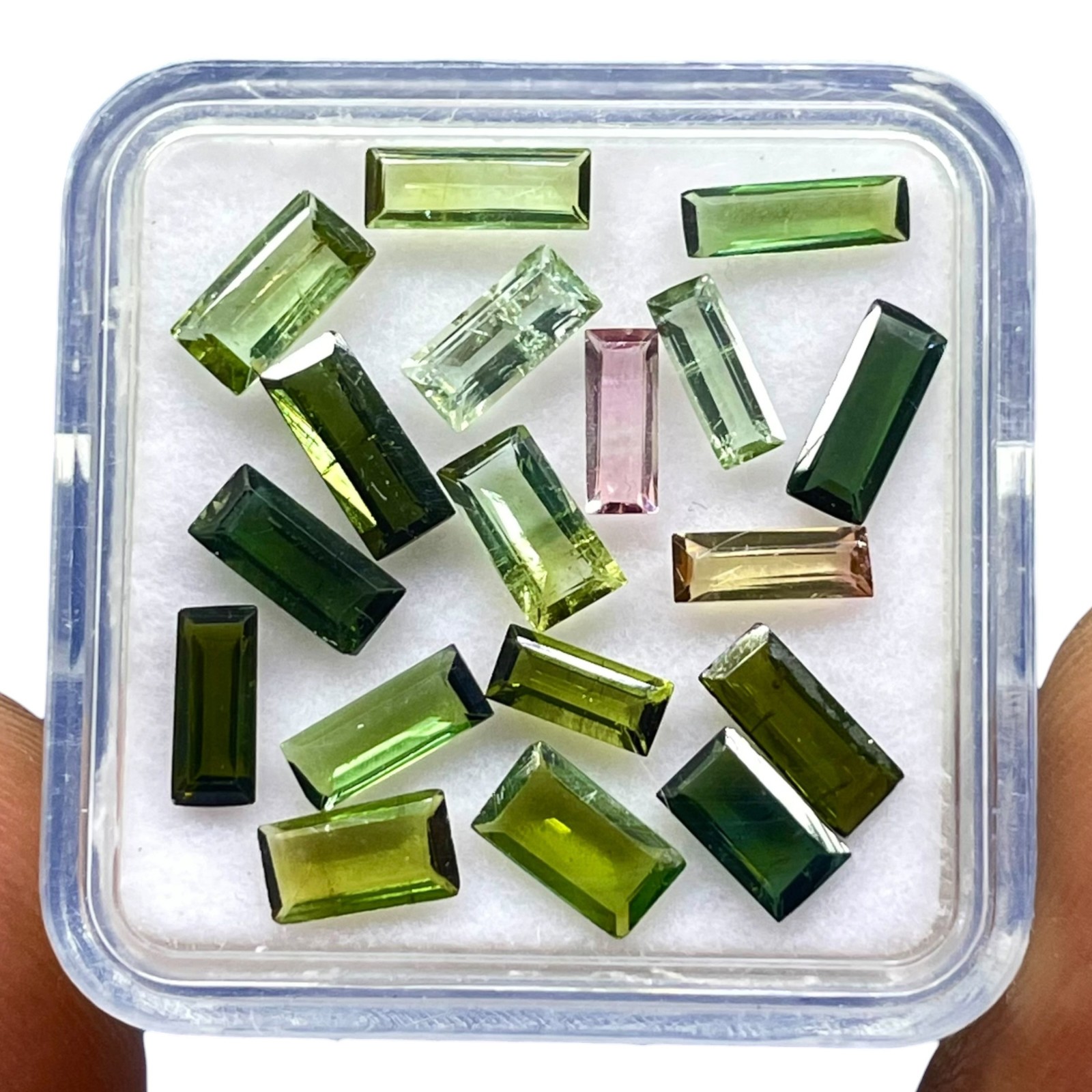 18 Pcs Natural Mozambique Tourmaline 5.4-7mm Baguette Cut Loose Gemstones Lot